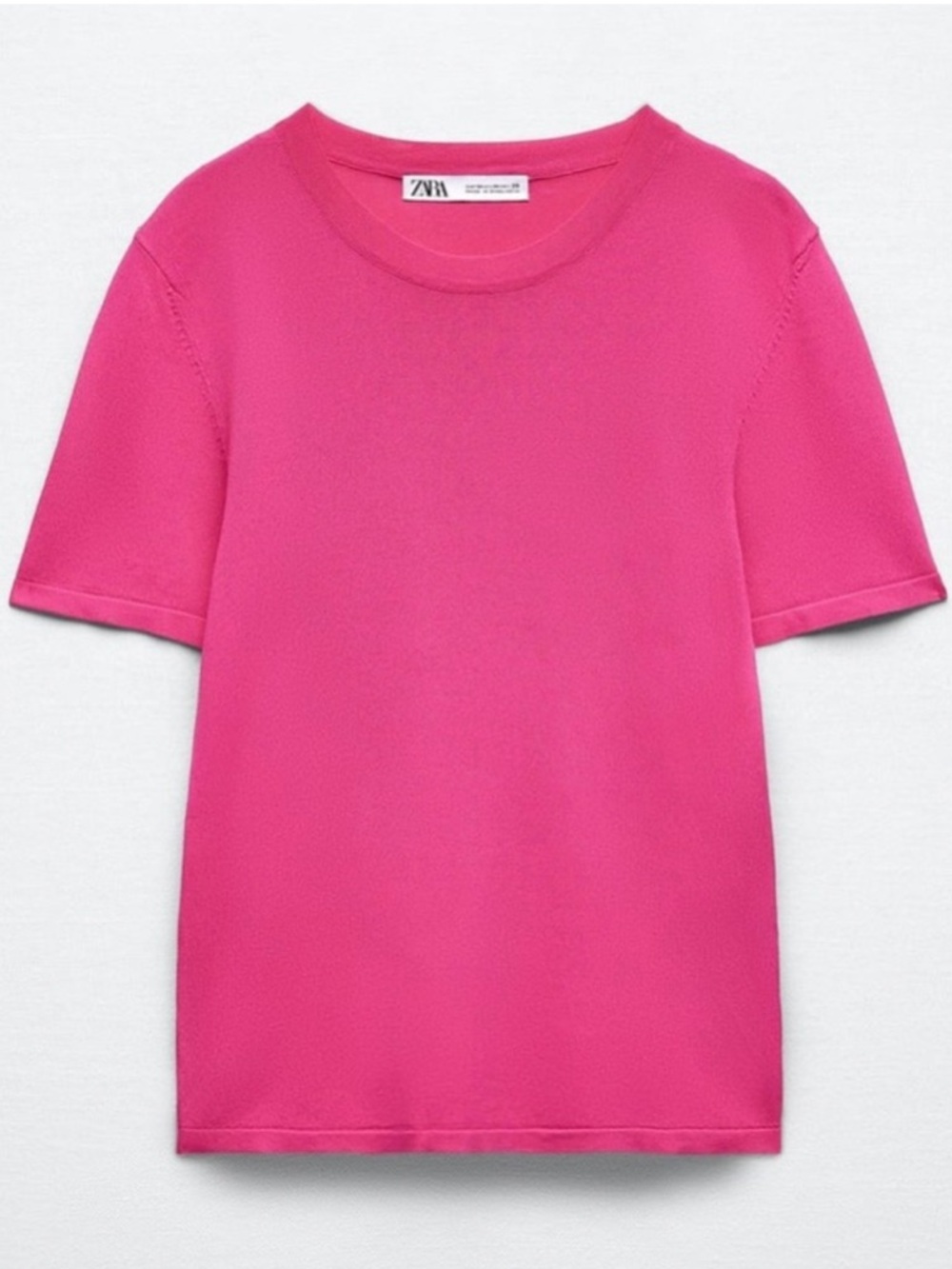 Zara Bright Pink Short-Sleeve Knit Tee